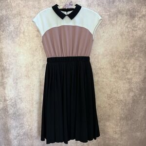 Kate Spade Black Pink White Size 2 Knee Length Short Sleeve Dress